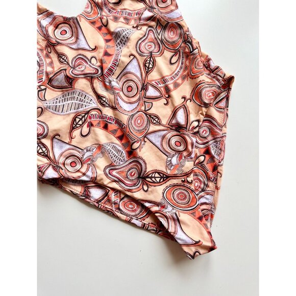 ALC Cleo Orange Rose Multi Graphic Plunge V-Neck One Piece Swimsuit, Size S - Picture 6 of 12